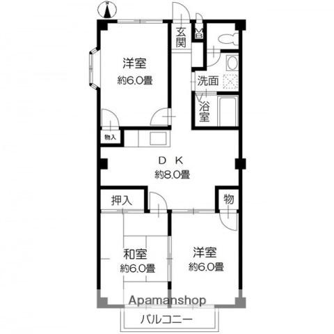 フォブール藤田1(3DK/1階)の間取り写真