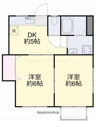 ライジング・サン(2DK/2階)の間取り写真