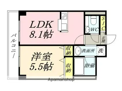 ハートフル医大西(1LDK/5階)の間取り写真