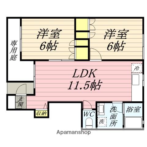 アドヴァンスSH.Ⅱ(2LDK/1階)の間取り写真