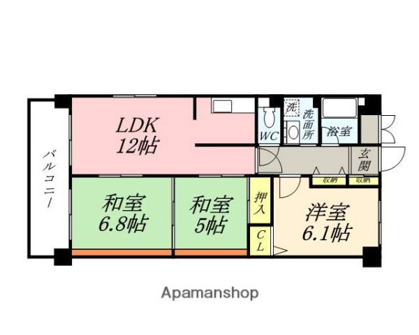 コープ野村京山(3LDK/3階)の間取り写真