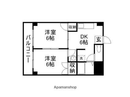 グランディール門田屋敷(2DK/4階)の間取り写真