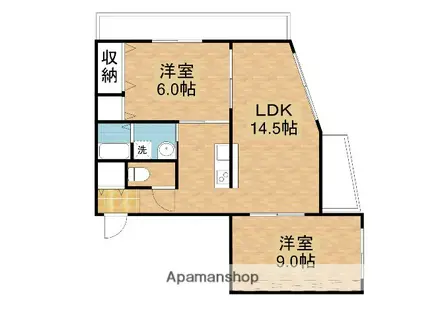 P&I伊島西ハイツ(2LDK/3階)の間取り写真