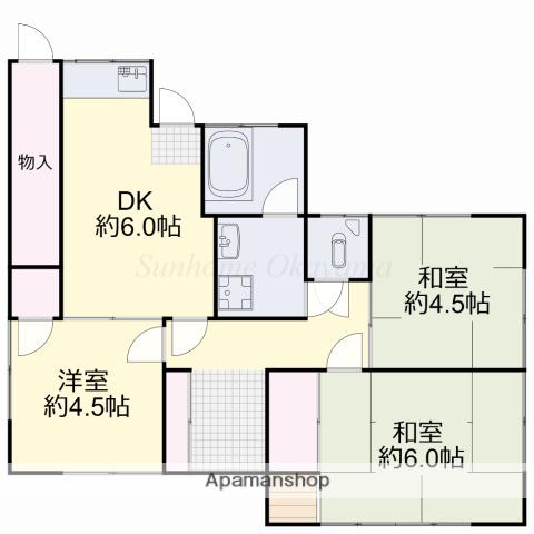 山陽本線 高島駅(岡山) 徒歩8分 1階建 築61年(3DK)の間取り写真