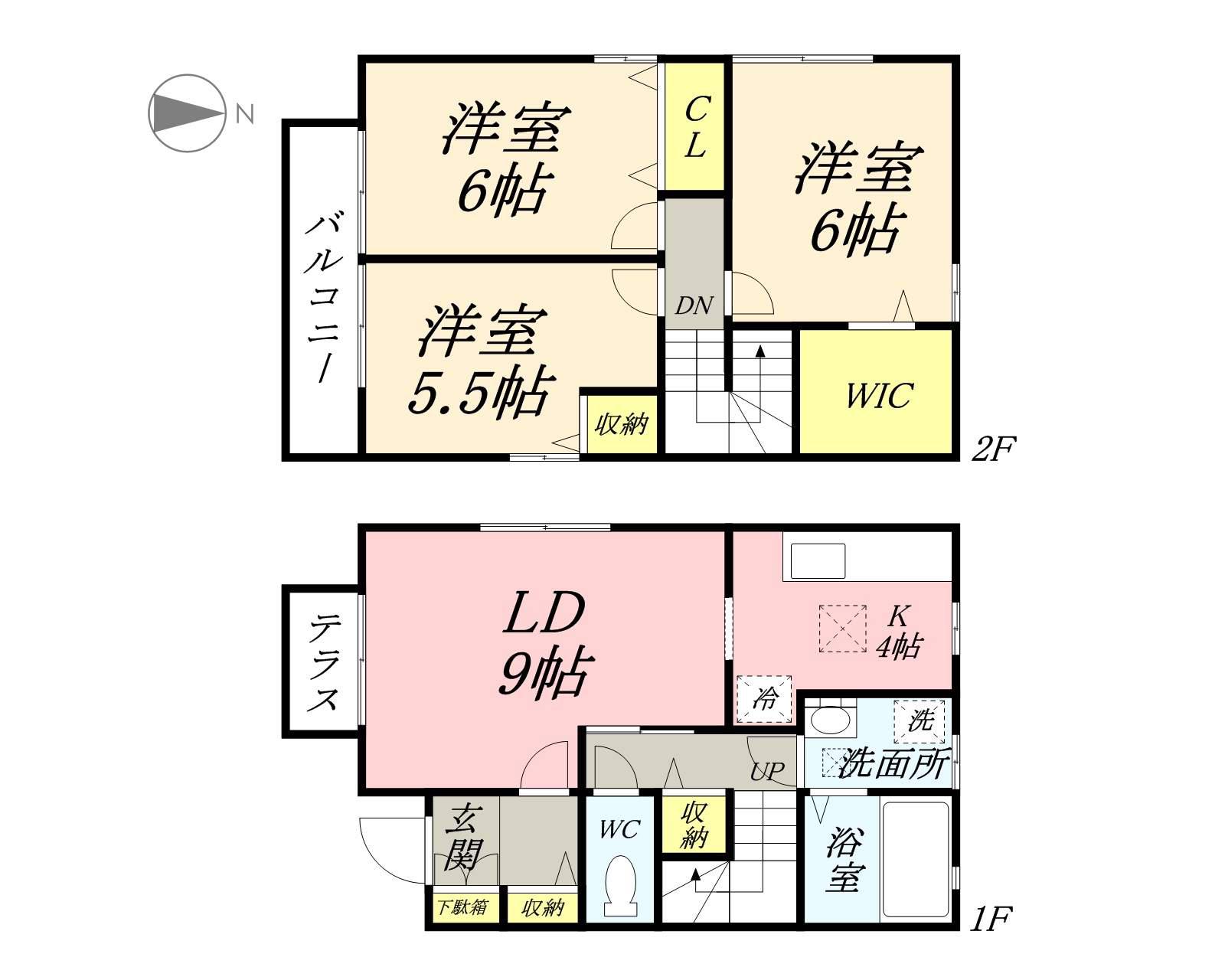 山陽本線 北長瀬駅 徒歩16分 2階建 築22年(3LDK)の間取り写真