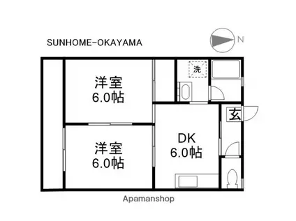 高津コーポ(2DK/2階)の間取り写真