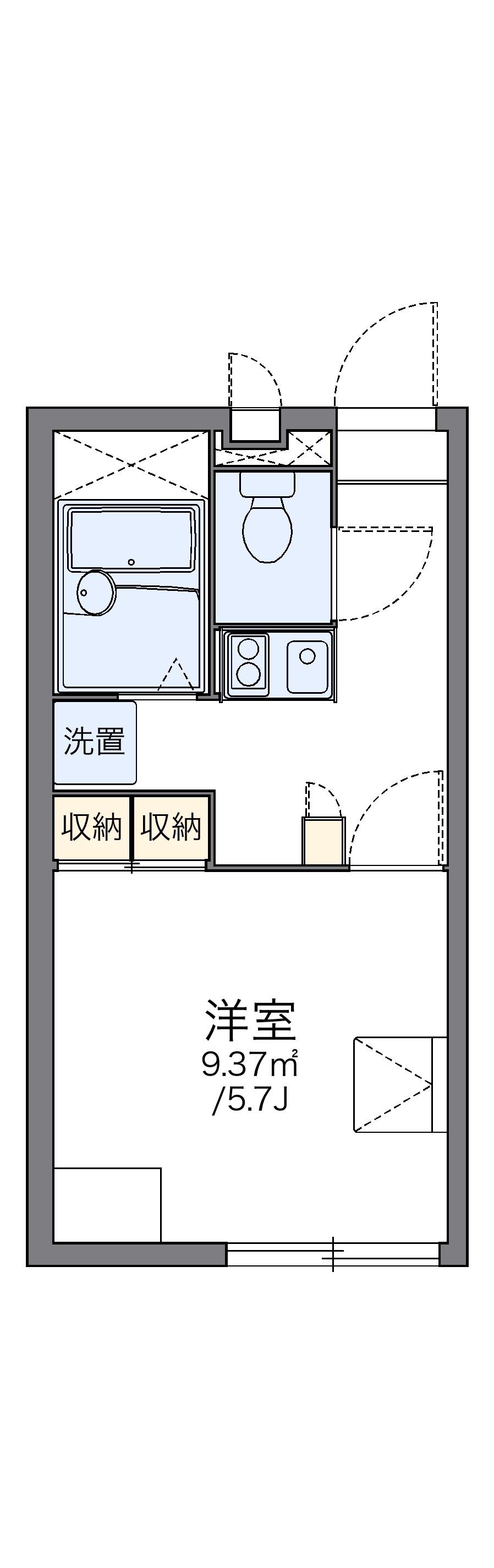 レオパレスSASAGASE2(1K/1階)の間取り写真