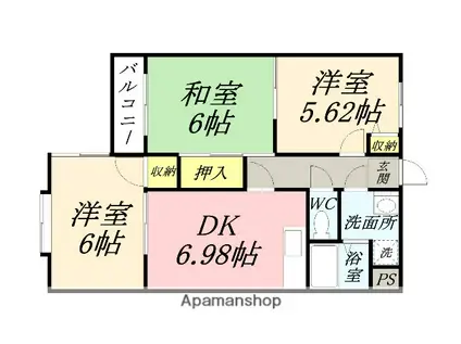 メゾンドール青江(3DK/1階)の間取り写真