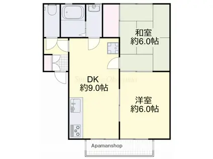 アムール・ディス(2DK/2階)の間取り写真