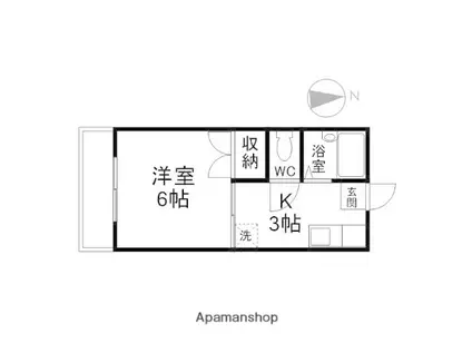 ヴィガーライフ雅Ⅱ(1K/1階)の間取り写真