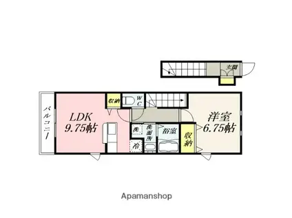 キャトルセゾン(1LDK/2階)の間取り写真