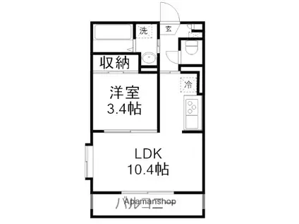 アリビオ富田(1LDK/3階)の間取り写真