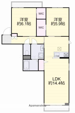 CHALEUR西崎(2LDK/1階)の間取り写真