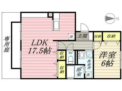 サンライズ原田B棟(1LDK/1階)の間取り写真
