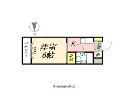 シャルム岡本(1K/1階)の間取り写真