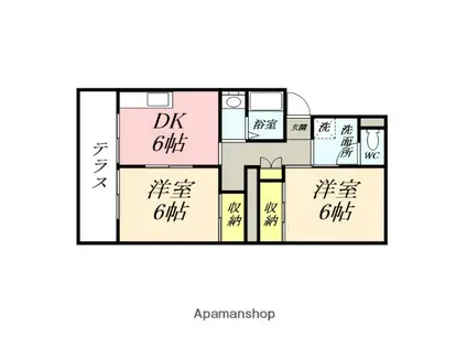 プレジールSANYO A棟(2DK/2階)の間取り写真