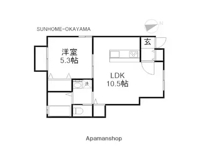 ARANCIA青江B(1LDK/1階)の間取り写真