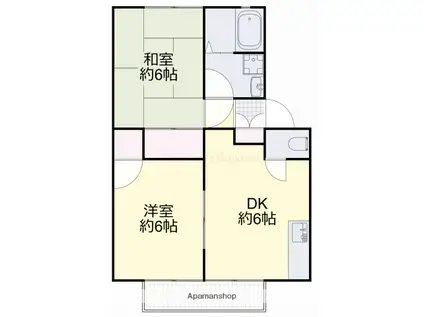 ヴィラウィンディア C(2DK/1階)の間取り写真