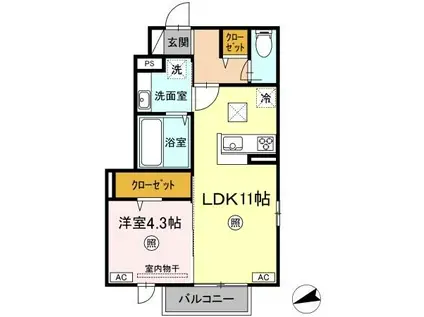 うぐいす館(1LDK/1階)の間取り写真