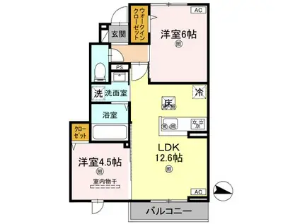 フォーゲルセレーノ B棟(2LDK/1階)の間取り写真