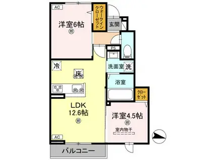フォーゲルセレーノ B棟(2LDK/1階)の間取り写真