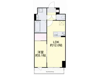 TRINITY(1LDK/7階)の間取り写真