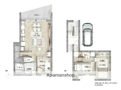 ETENA中仙道西 サウス棟(3LDK/1階)の間取り写真