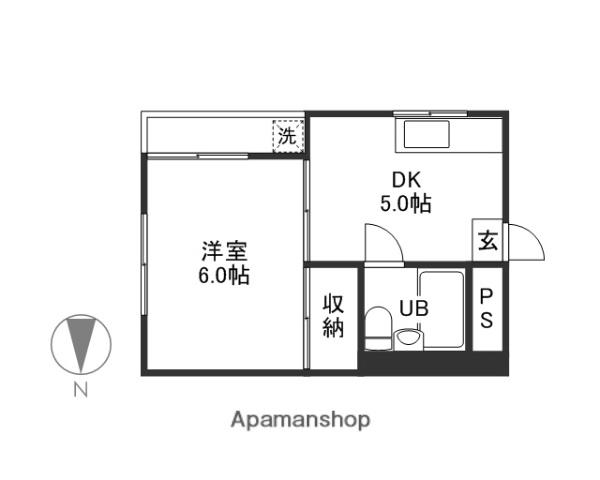 メゾン富士岡山(1DK/3階)の間取り写真