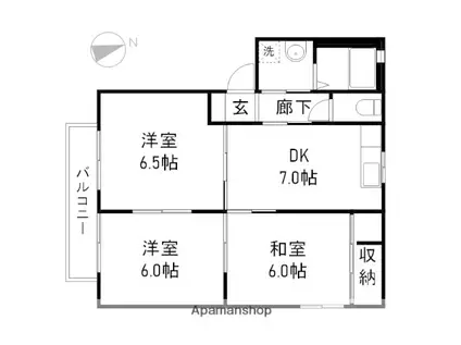 エスティー新福A棟(3DK/1階)の間取り写真