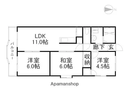 プロムナード洲崎3号館(3LDK/1階)の間取り写真