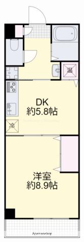 サンヨービル(1DK/3階)の間取り写真