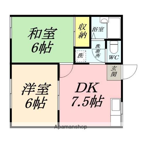 レジデンス乙多見(2DK/1階)の間取り写真