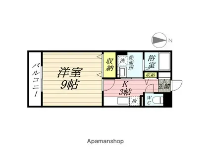 ハピネスKT(1K/2階)の間取り写真