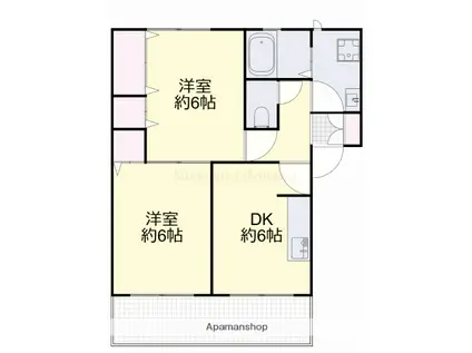 グリシーヌA(2DK/1階)の間取り写真