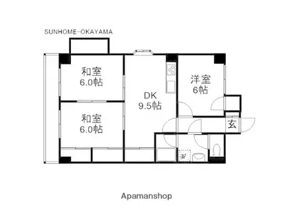 ハイデンスホンダ(3DK/5階)の間取り写真