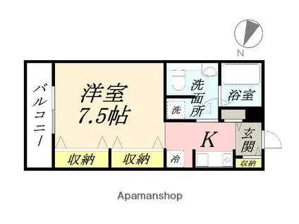 さにぃてらす06(1K/2階)の間取り写真
