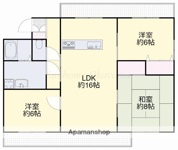 フローラⅡ(3LDK/3階)の間取り写真