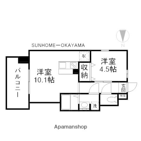 GRAND ETERNA岡山 2(1LDK/10階)の間取り写真