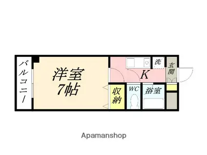 マローン新福(1K/1階)の間取り写真