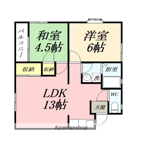 レティシア関Ⅰ(2LDK/1階)の間取り写真