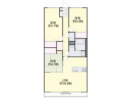 サントノーレ岡山東(3LDK/6階)の間取り写真
