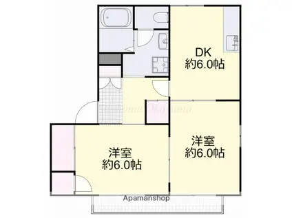 マルシンアパート C(2DK/2階)の間取り写真