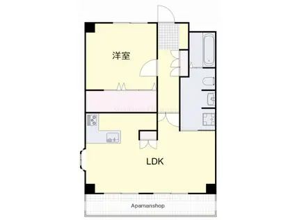 はなはうす門田本町(1LDK/5階)の間取り写真