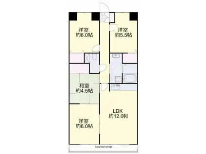 コニファープラザ新福(4LDK/7階)の間取り写真