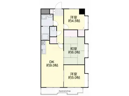 清水マンション(3DK/2階)の間取り写真