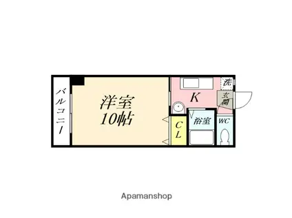 アジュール下中野(1K/2階)の間取り写真