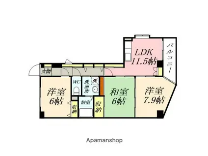 イルサローネ(3LDK/3階)の間取り写真