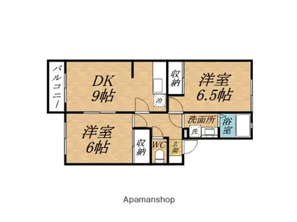 アーバンハイツ中井B(2DK/2階)の間取り写真