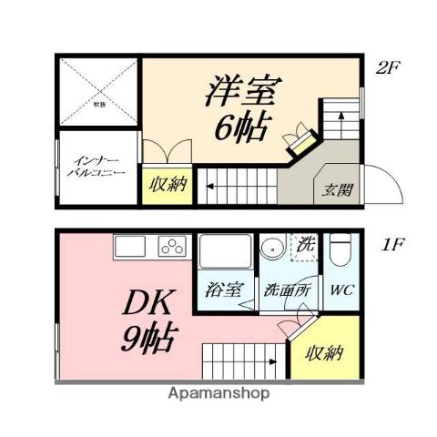YNG西坂6(1DK/2階)の間取り写真