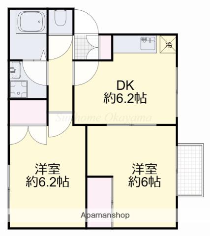 メゾン瀬戸B(2DK/2階)の間取り写真